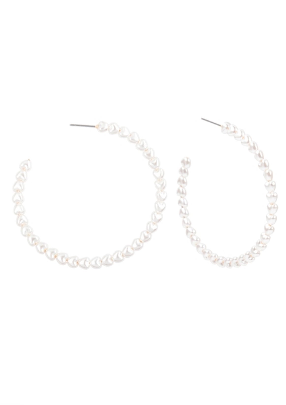 Pearl Hoop Earrings - BeauTise’ Boutique