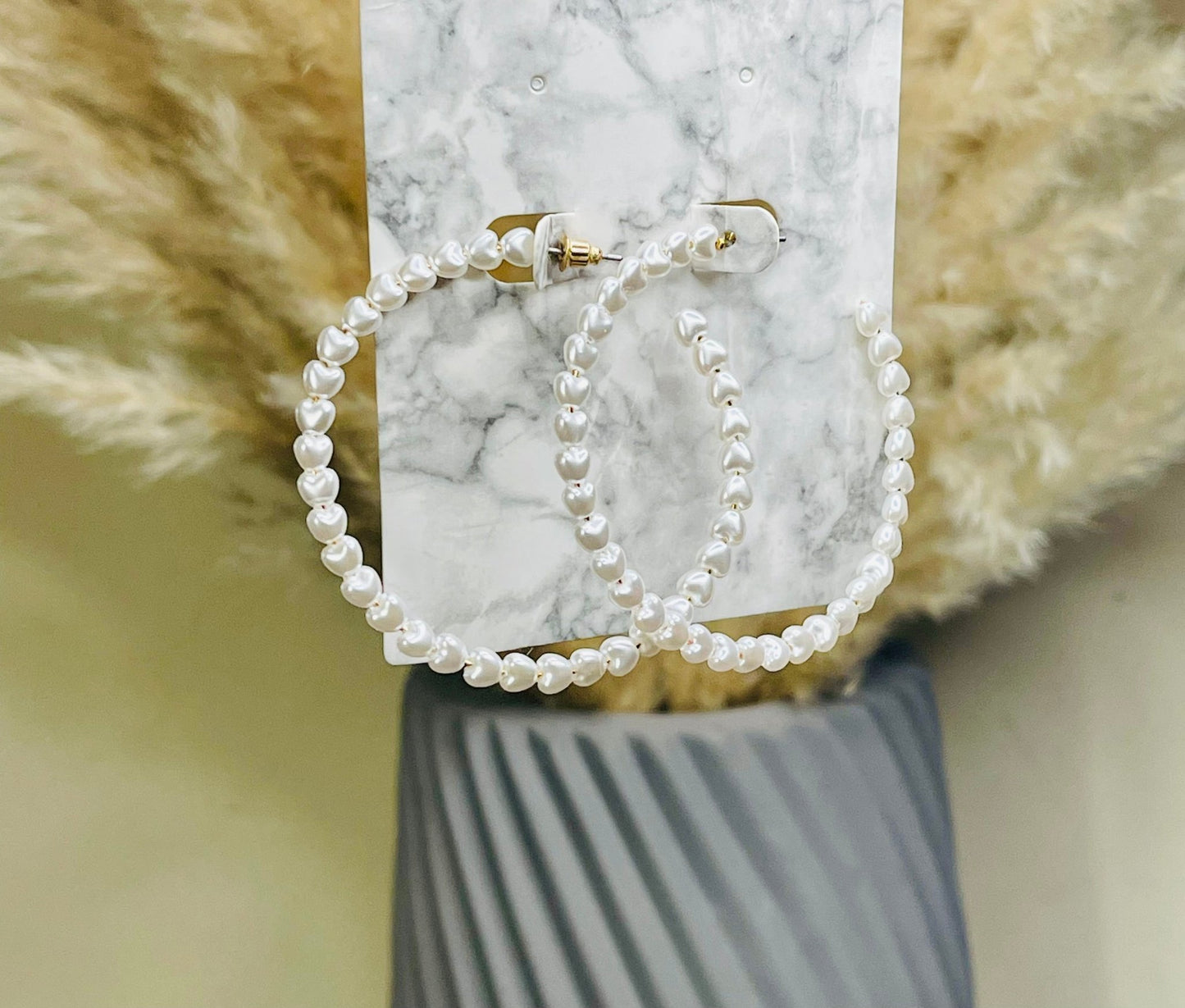 Pearl Hoop Earrings - BeauTise’ Boutique