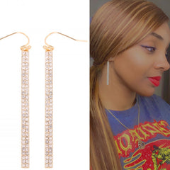 Rhinestone Bar Drop Earrings - BeauTise’ Boutique