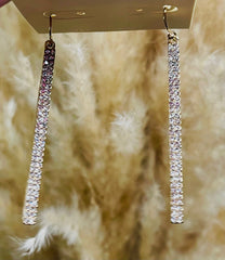 Rhinestone Bar Drop Earrings - BeauTise’ Boutique