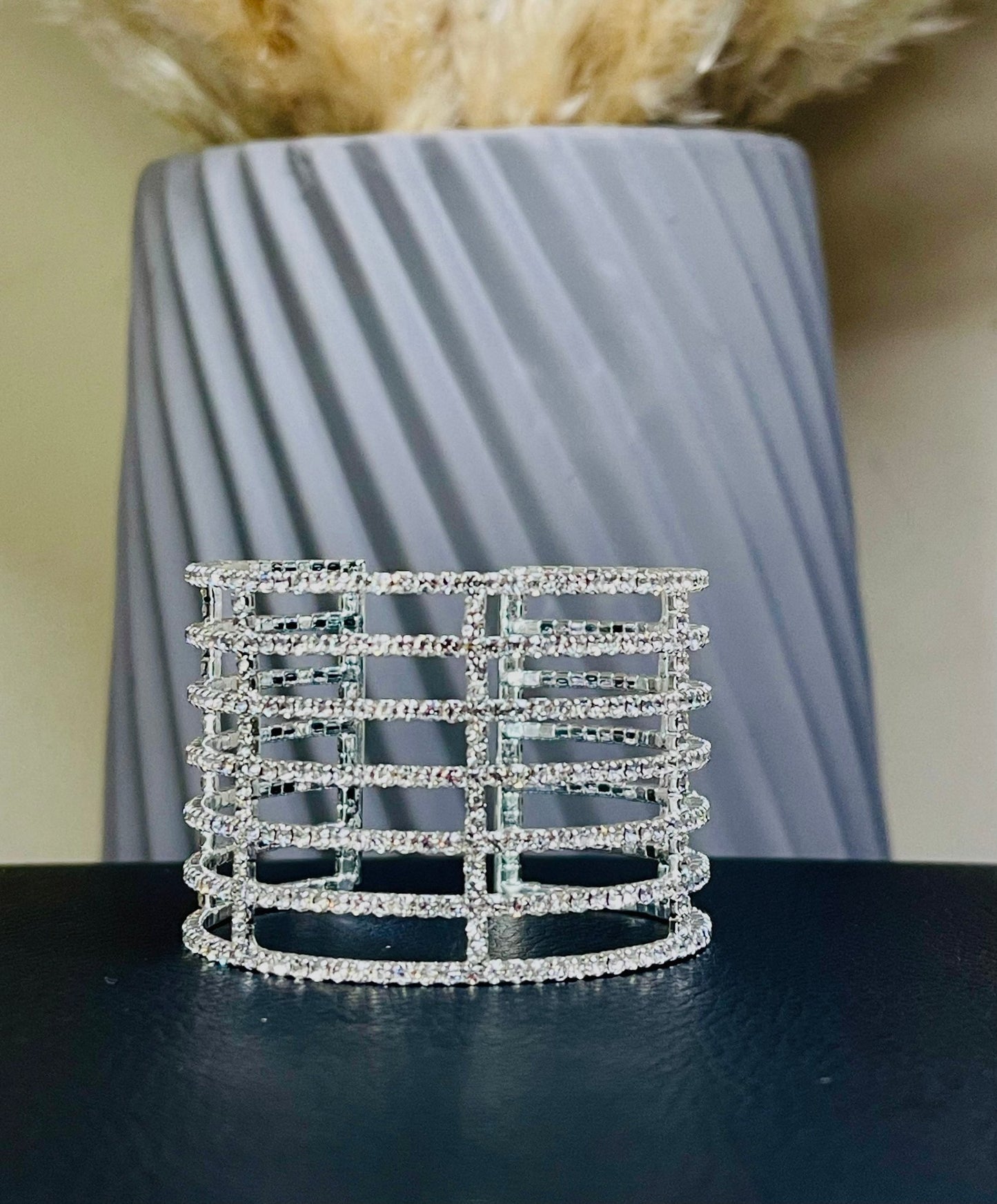 Silver Rhinestone Cuff Bracelet - BeauTise’ Boutique