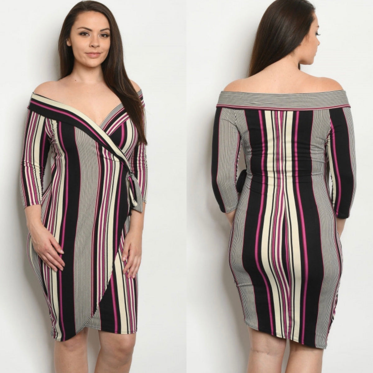 Magenta Stripes Dress - BeauTise’ Boutique